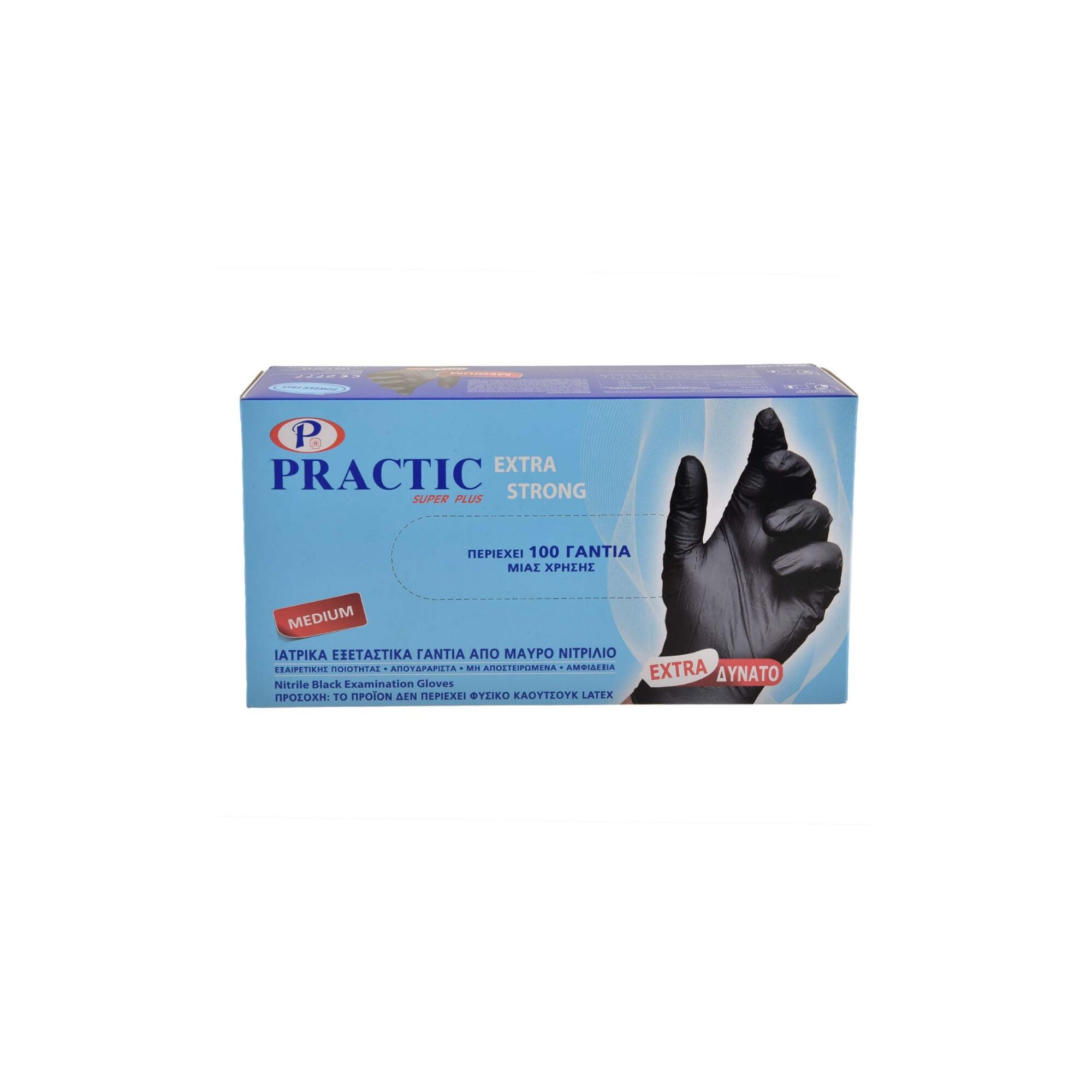 75719 ΓΑΝΤΙΑ Μ PRACTIC EXTRA STRONG ΜΑΥΡΑ 100ΤΕΜ. - Image 1